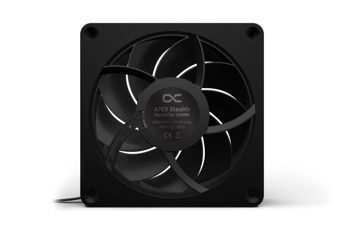 Alphacool Apex Stealth Metal Fan, 2000 RPM, Matte Black, 2-pack - Picture 3 of 6