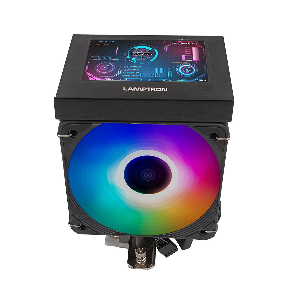 Lamptron DT03510 CPU Air Cooler with Sensor Panel Display, ARGB, Black - Picture 1 of 2