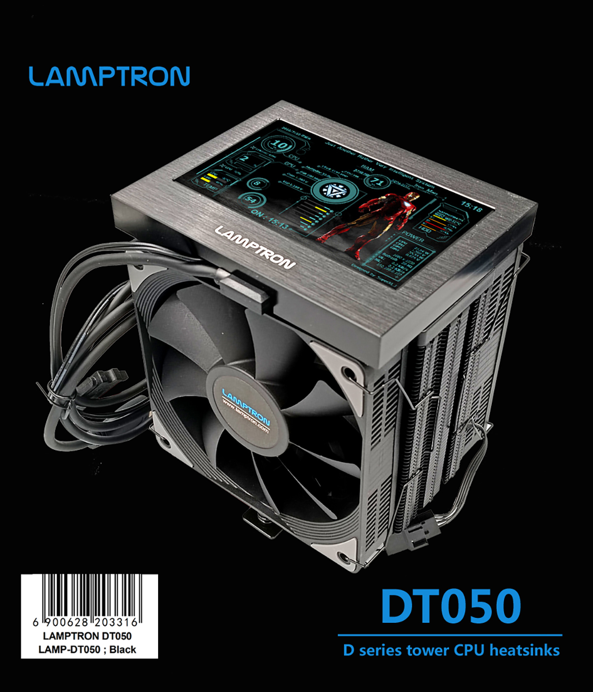 Lamptron DT050 CPU Air Cooler with Sensor Panel Display - Picture 2 of 2
