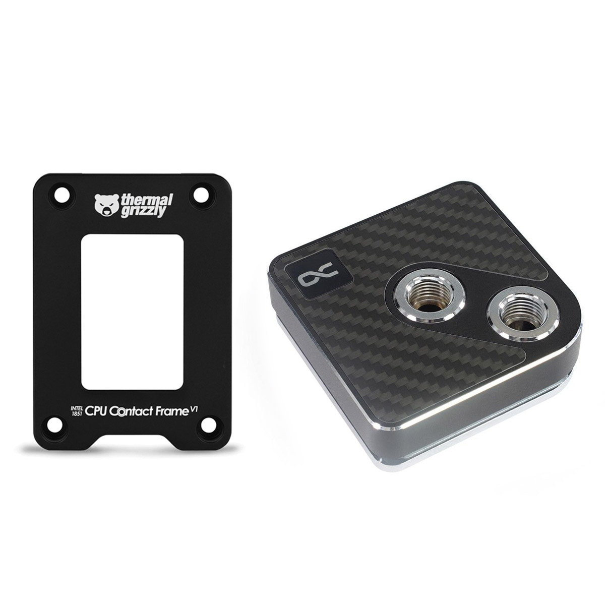 Alphacool Core 1 Bloc d'eau CPU et cadre de contact thermique Grizzly 1851, carbone - Photo 1 sur 7