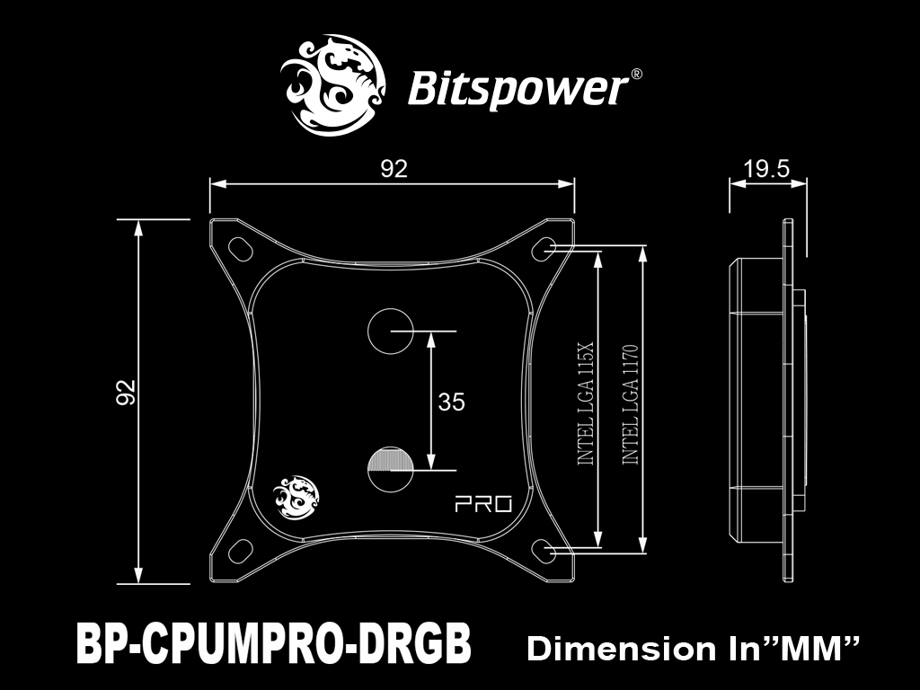 Bitspower Summit M Pro CPU Water Block, Crystal (12th Gen Intel CPU)