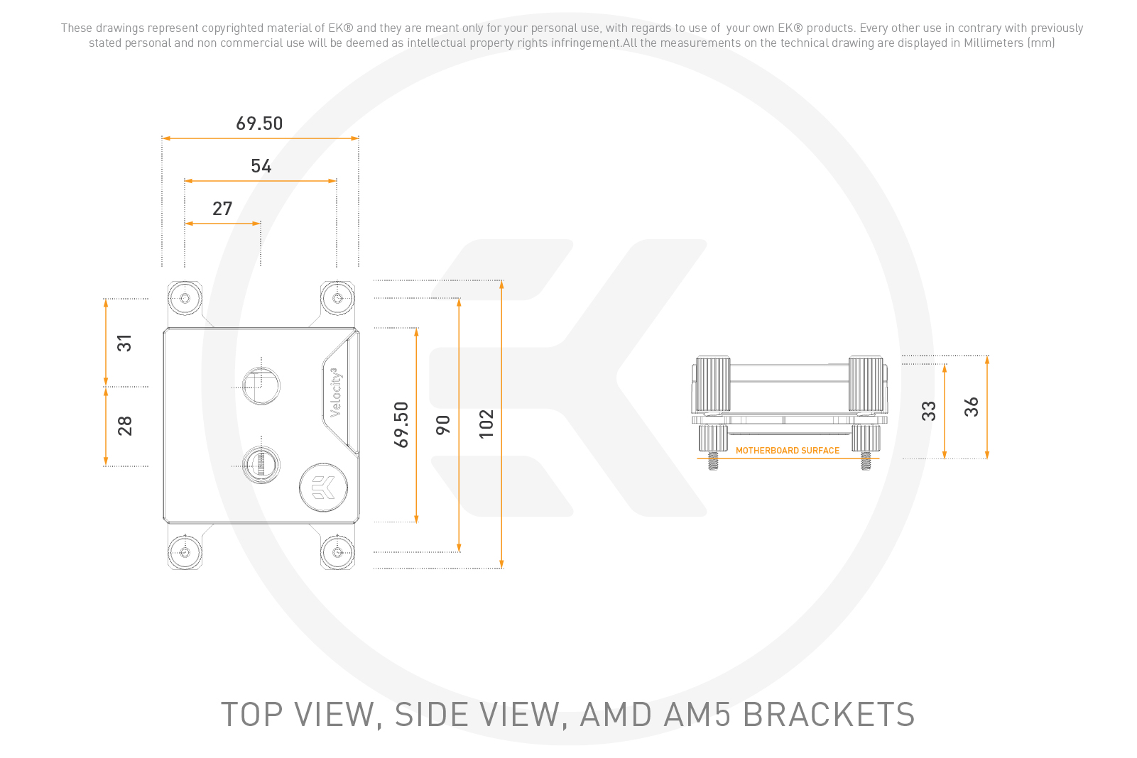 EKWB EK-Quantum Velocity 3 CPU Water Block, 1700/1851/AM5, White - Picture 7 of 7