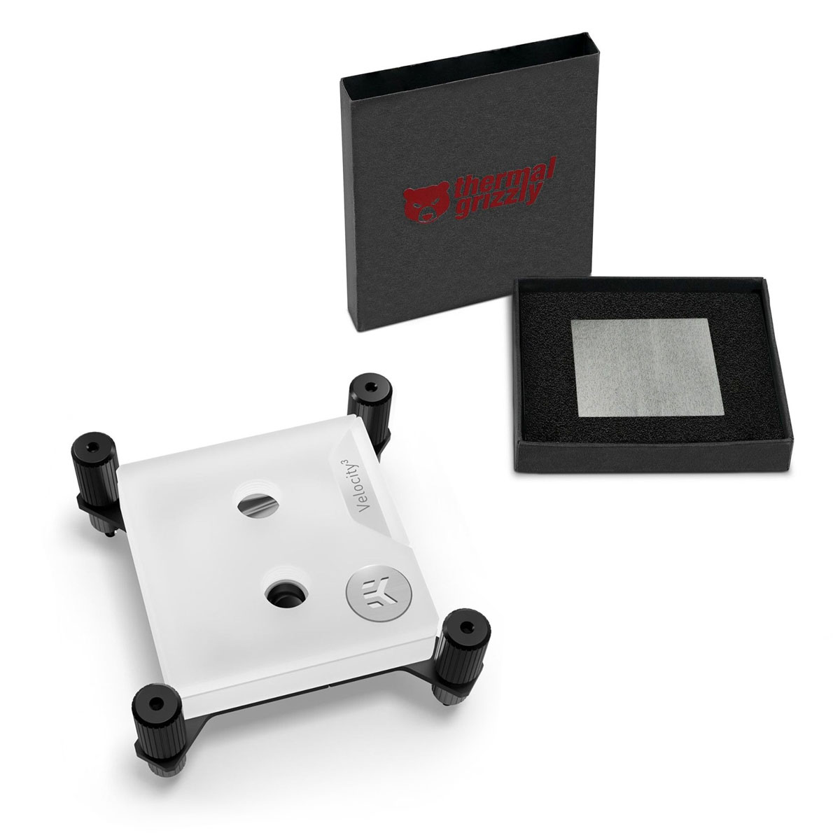 Bloque de agua EKWB Velocity 3 CPU y criosheet térmico Grizzly para AMD AM5, blanco - Imagen 1 de 7