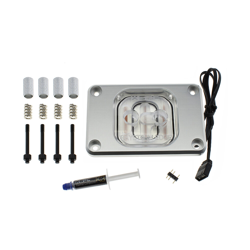 XSPC RayStorm EDGE CPU Water Block, AMD/AM4/AM5, Addessable RGB, Silver - Picture 6 of 7