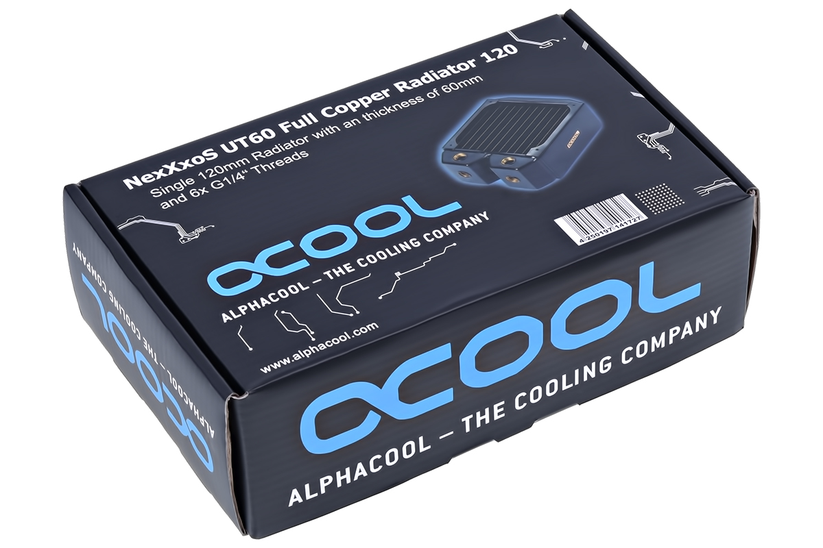 Alphacool NexXxos UT60 Full Copper Radiator, 120mm, Single Fan, Black - Picture 6 of 6