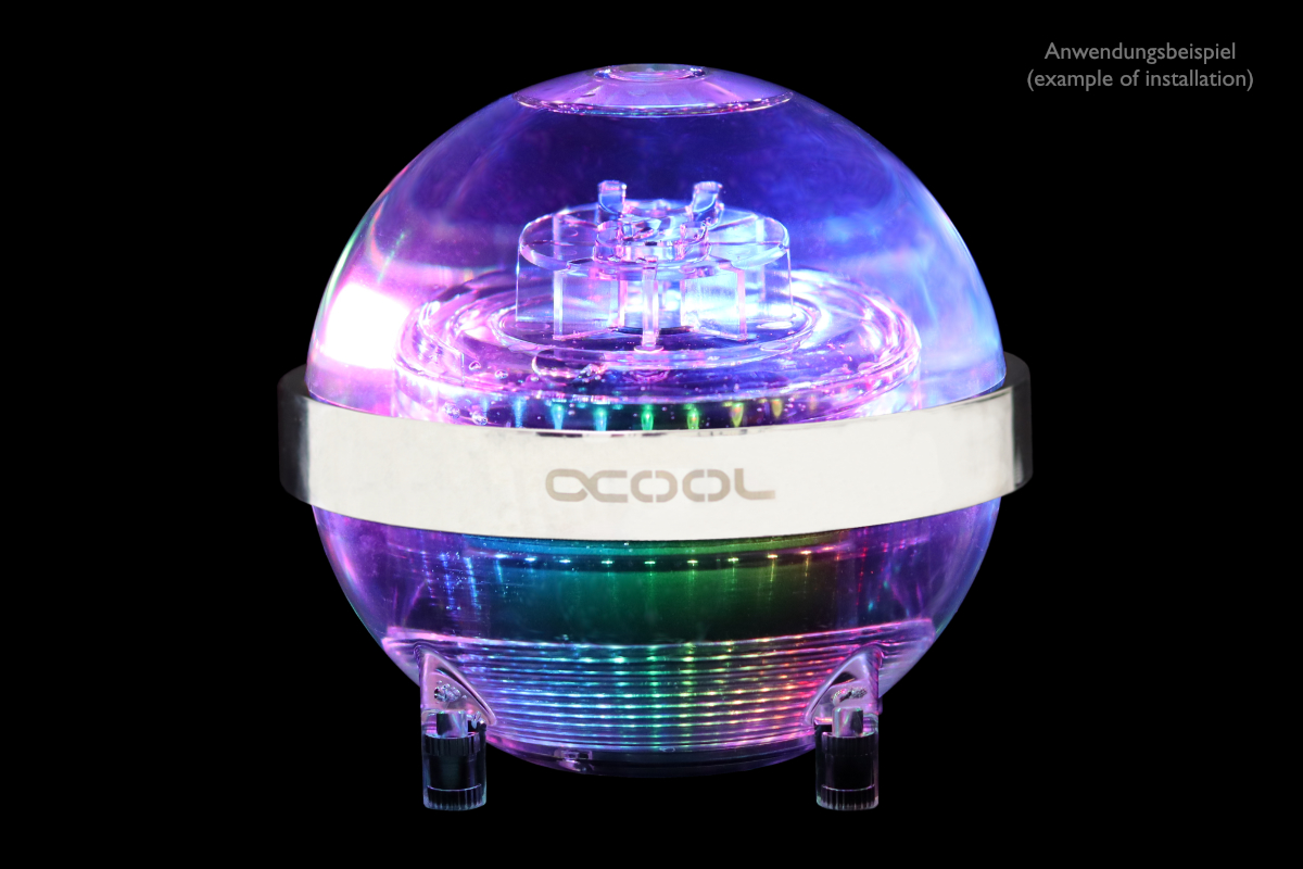 Alphacool Eisball Reservoir and D5 Pump Top, D-RGB, Plexi - Picture 2 of 7