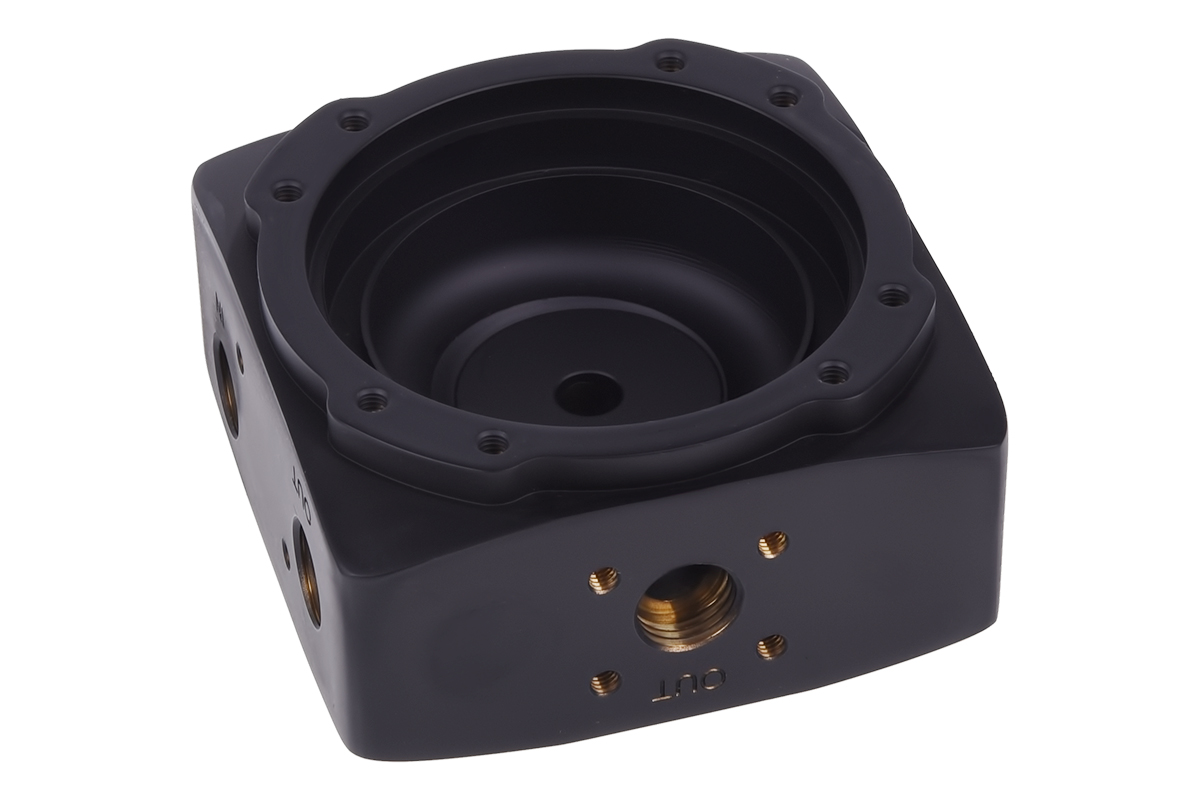 Alphacool Eisdecke D5 Pump Top, Brass, Deep Black - Picture 2 of 6
