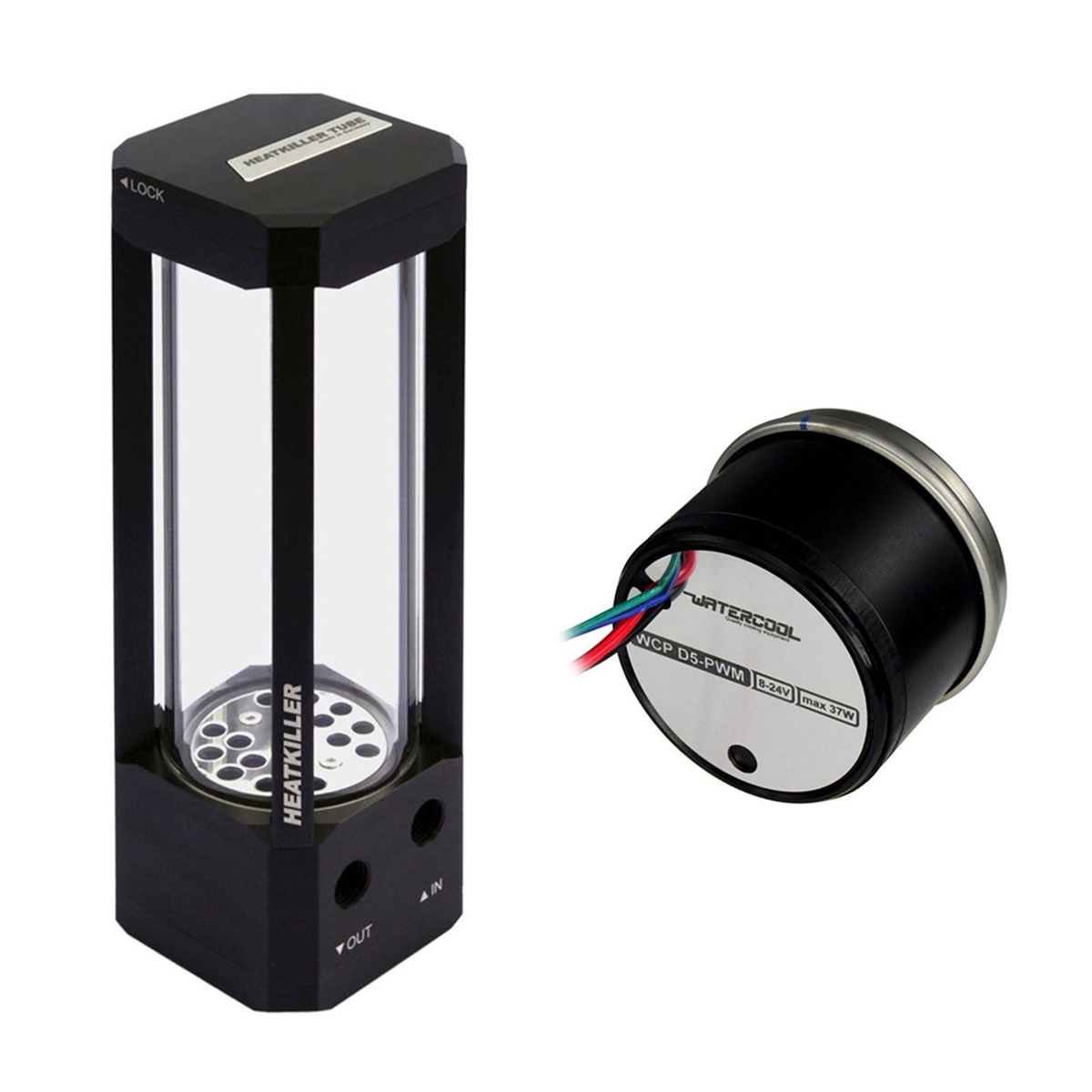 Watercool HEATKILLER Tube Reservoir 150mm and D5 PWM Pump Bundle - Afbeelding 1 van 6