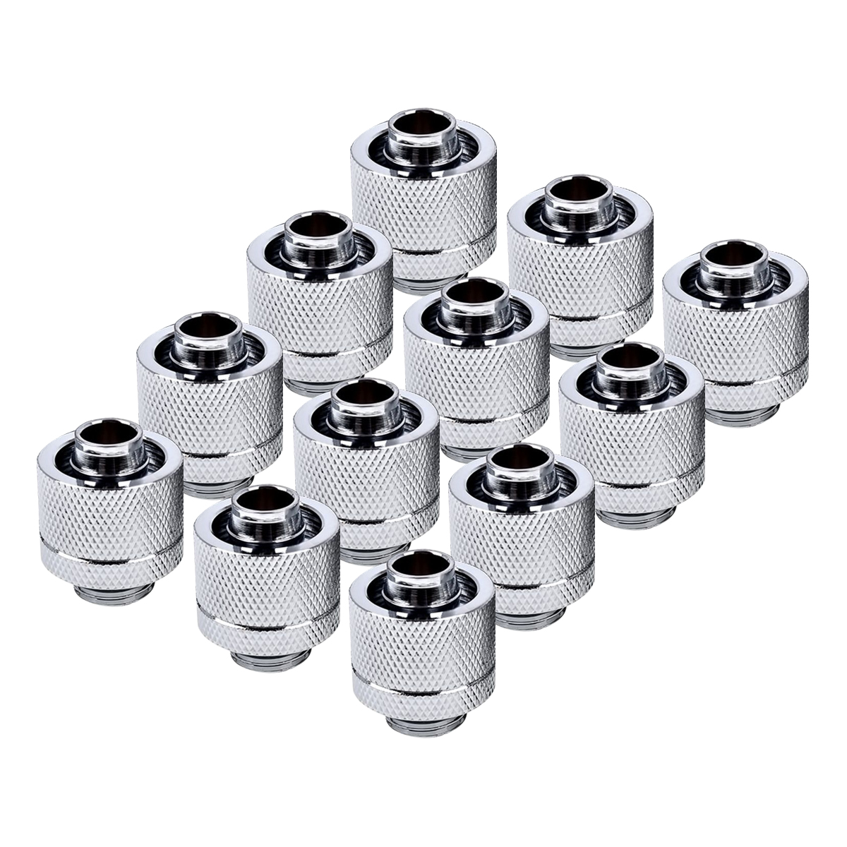 Alphacool G1/4" 10mm ID, 16mm OD Fitting, Chrome, 12pk - Picture 1 of 4
