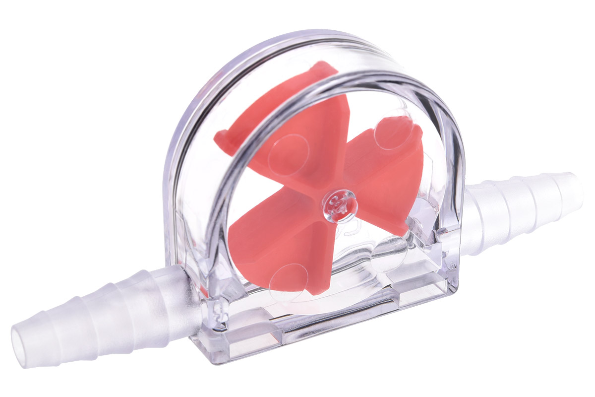 Alphacool Eisfluegel Flow Indicator, Red Fins, Clear Body - Picture 2 of 2