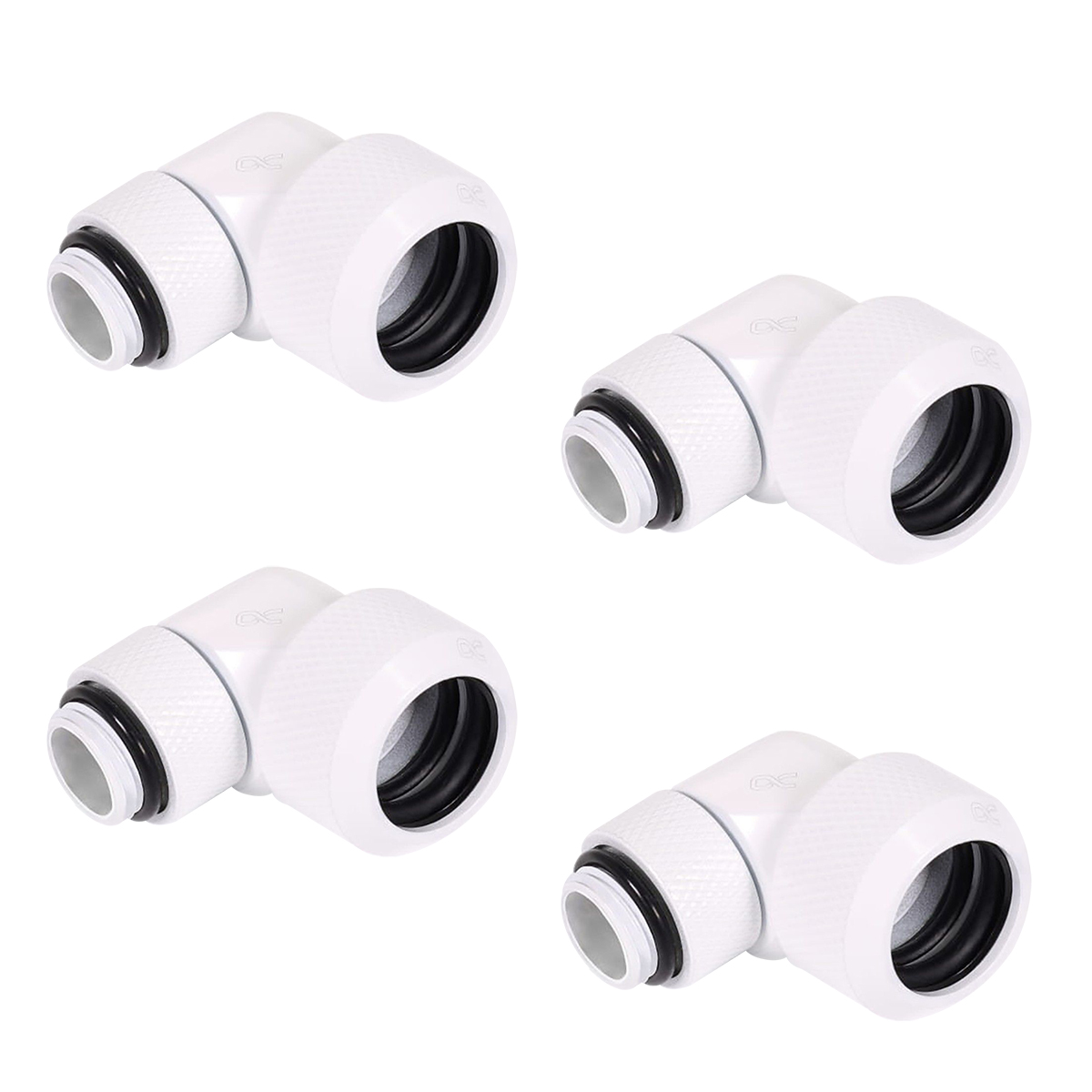 Alphacool G1/4" Fitting, 13mm OD, 90 Degree Rotary, White, 4pk - Picture 1 of 4