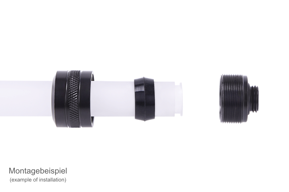 Alphacool Eiszapfen PRO HardTube G1/4" Fitting, 16mm OD, Deep Black, 12-pack - Picture 4 of 4