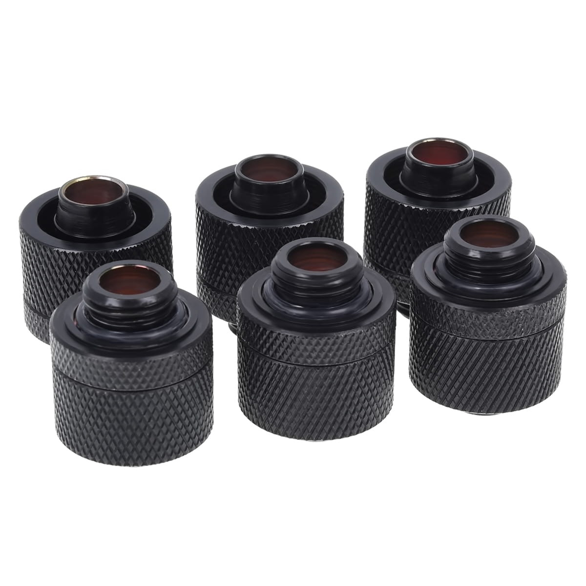 Alphacool HF 16/10 G1/4 Compression Fitting, Deep Black, 6-pack