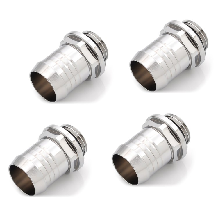 Bitspower G1/4" to 1/2" Barb Fitting for Soft Tubing, Silver Shining, 4-pack - Zdjęcie 1 z 4