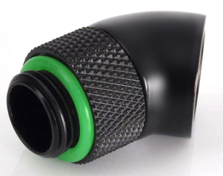 Bitspower G1/4" Male to Female Extender Fitting, 45 Degree Rotary, Matte Black - Bild 3 von 3