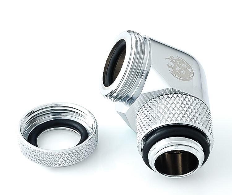 Bitspower G1/4" Enh Multi-Link Fitting, 12mm OD, 90 Degree Rotary, Silver - Picture 3 of 3