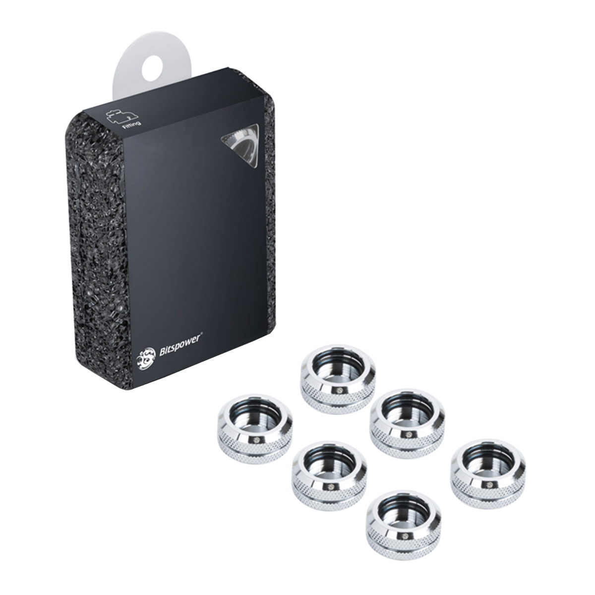 Bitspower G1/4" Enh Multi-Link Fitting, 16mm OD, Silver, 6pk - Picture 1 of 1
