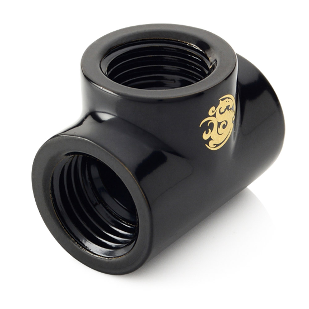 Bitspower T-Block Fitting with Triple G1/4" Female, Matte Black - Bild 2 von 4