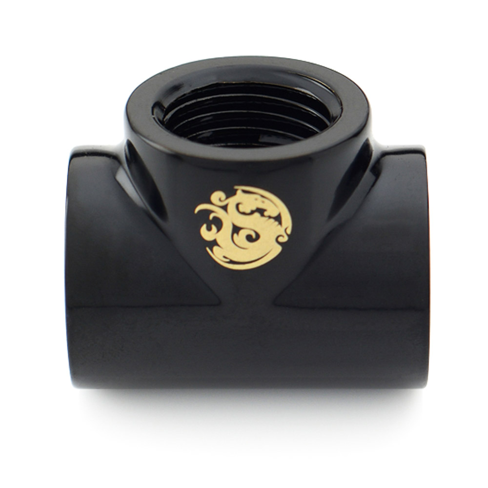 Bitspower T-Block Fitting with Triple G1/4" Female, Matte Black - Bild 4 von 4