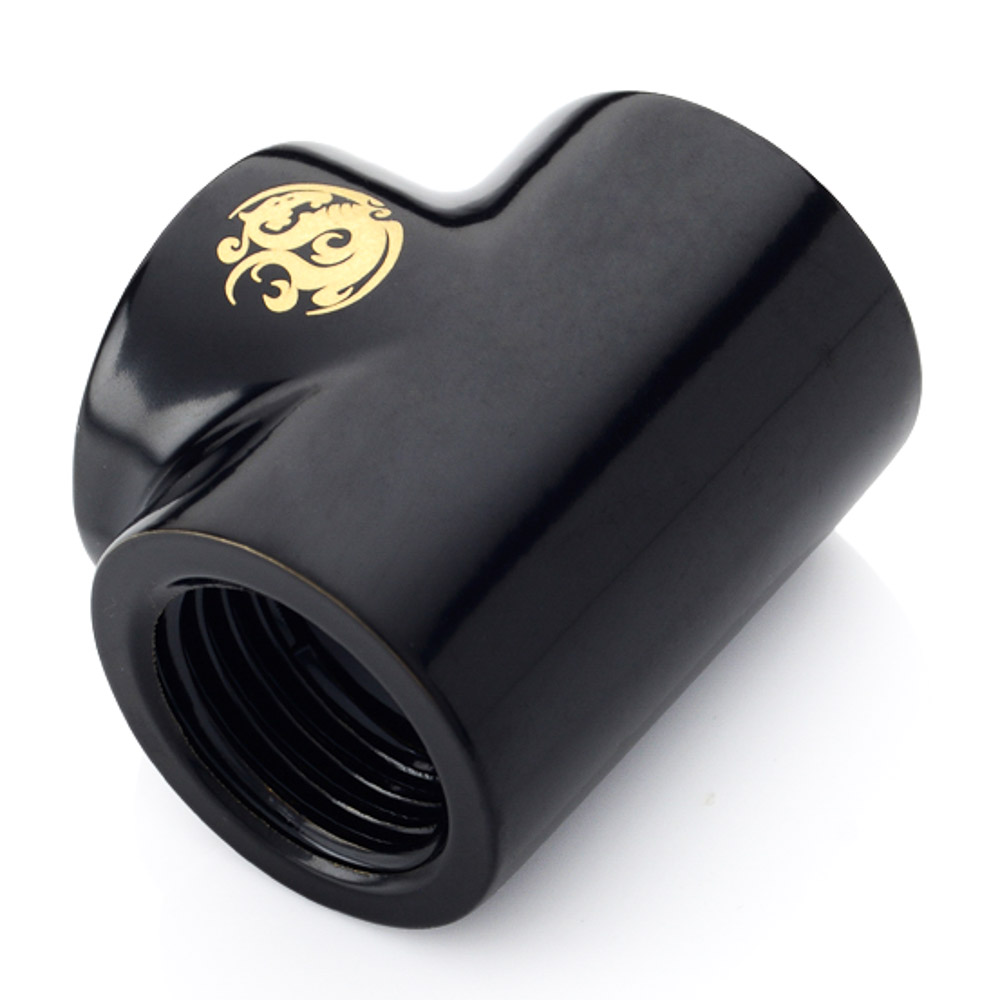 Bitspower T-Block Fitting with Triple G1/4" Female, Matte Black - Bild 1 von 4