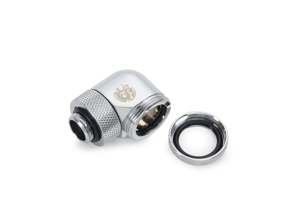 Bitspower G1/4" Enh Multi-Link Fitting, 16mm OD, 90 Degree Rotary, Silver - Picture 2 of 3
