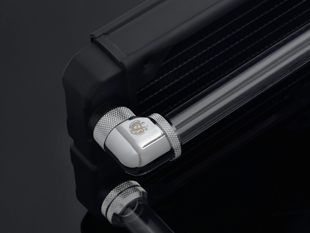 Bitspower G1/4" Enh Multi-Link Fitting, 16mm OD, 90 Degree Rotary, Silver - Picture 3 of 3