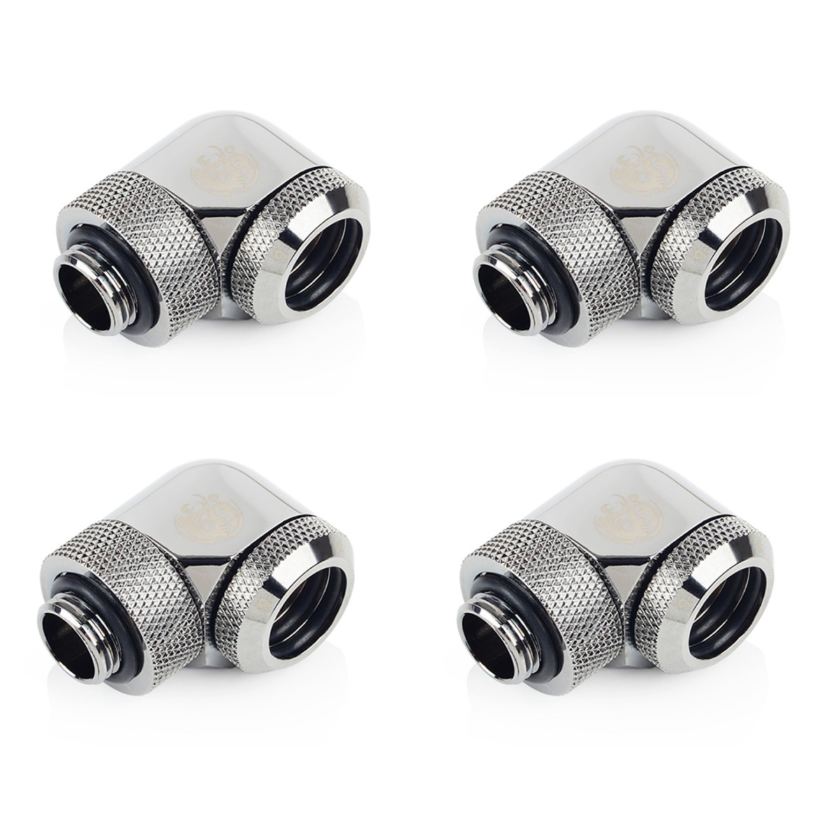 Accesorio Bitspower para tubo rígido de 14 mm OD, giratorio de 90 grados, brillo negro, 4 piezas - Imagen 1 de 2