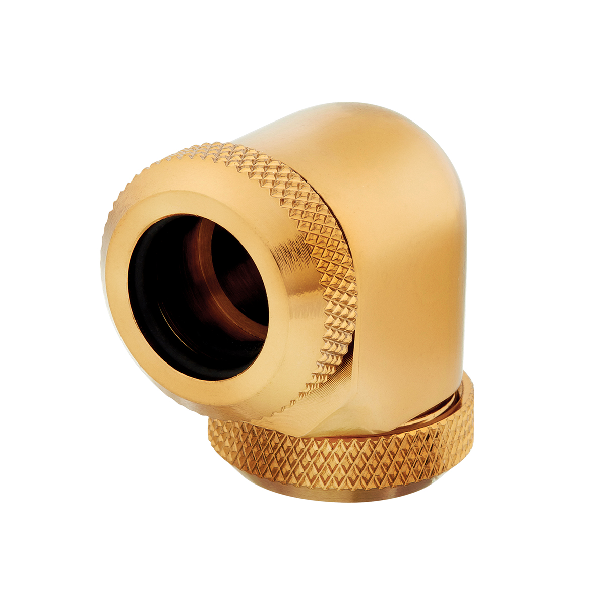 Corsair Hydro X Series XF Hardline 90 Degree Fittings, 12mm OD, Gold, 2-pack - Picture 2 of 4