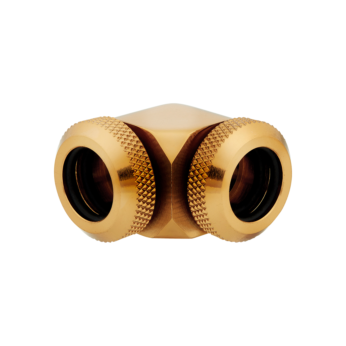 Corsair Hydro X Series XF Hardline 90 Degree Fittings, 12mm OD, Gold, 2-pack - Picture 3 of 4