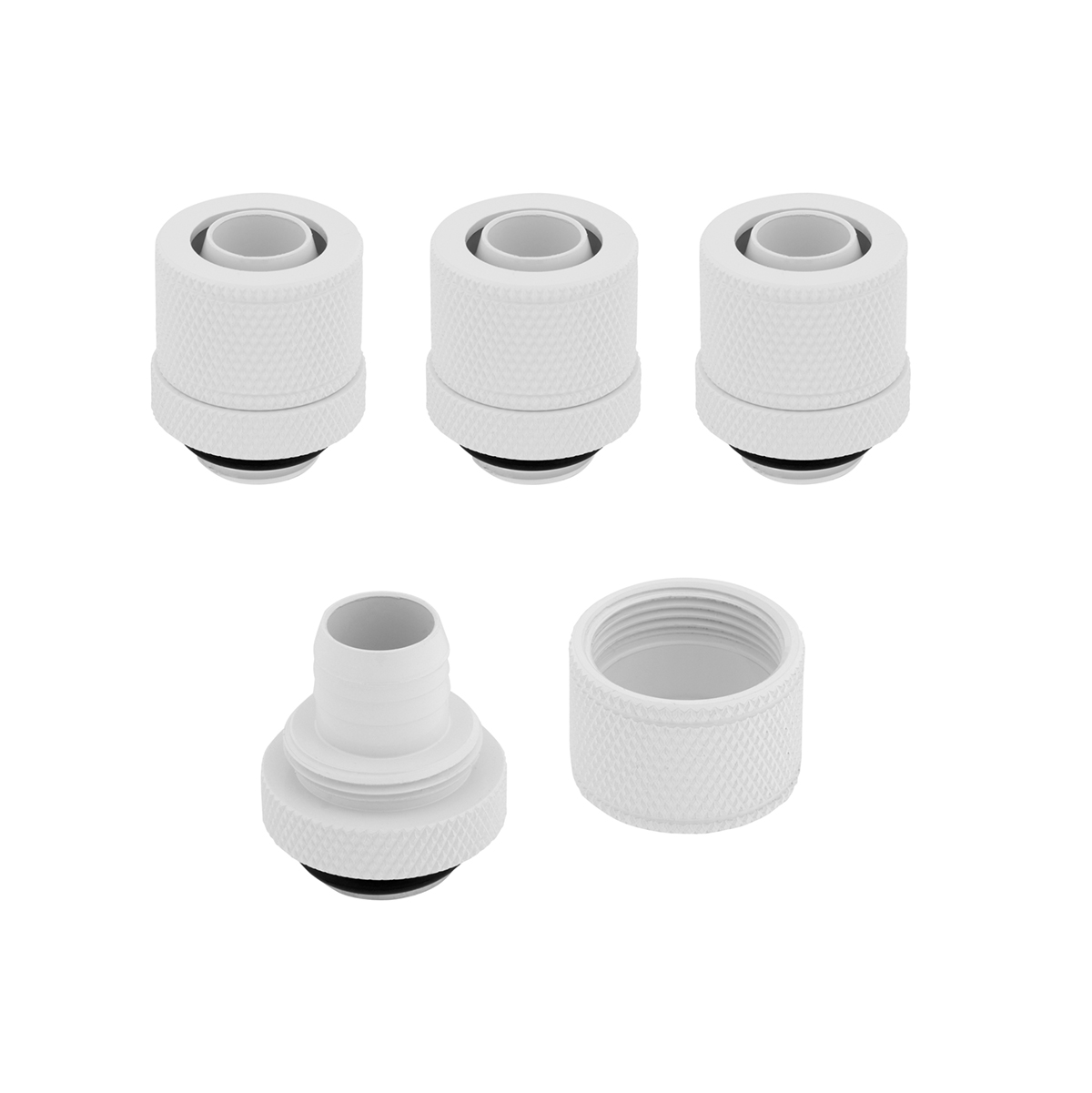 Corsair Hydro X Series XF 10/13mm (3/8"/1/2") ID/OD Fittings, White, 4pk - Picture 1 of 3