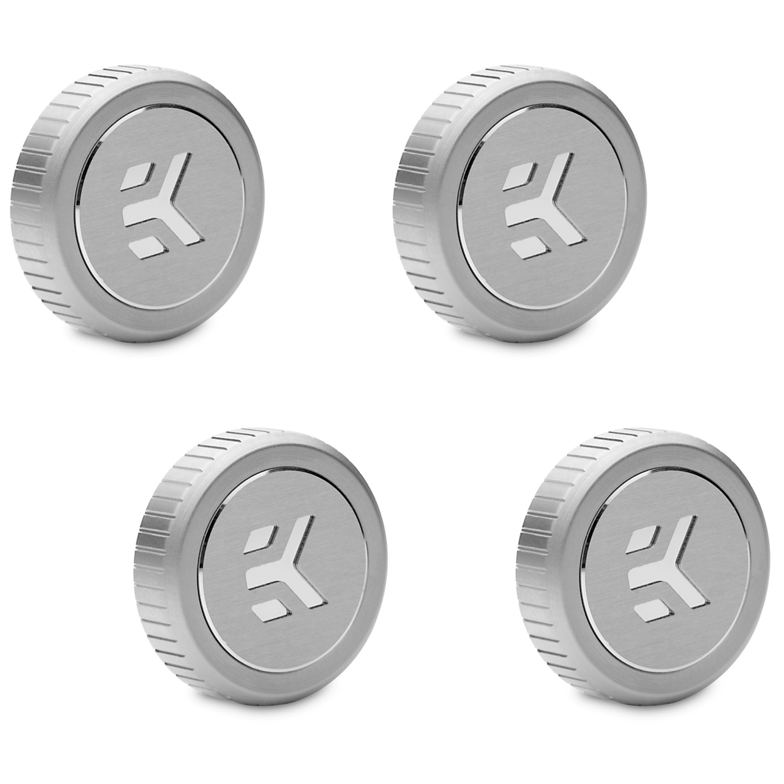 EKWB EK-Quantum Torque Plug Fitting w/Badge, Satin Titanium, 4-pack - Picture 1 of 3
