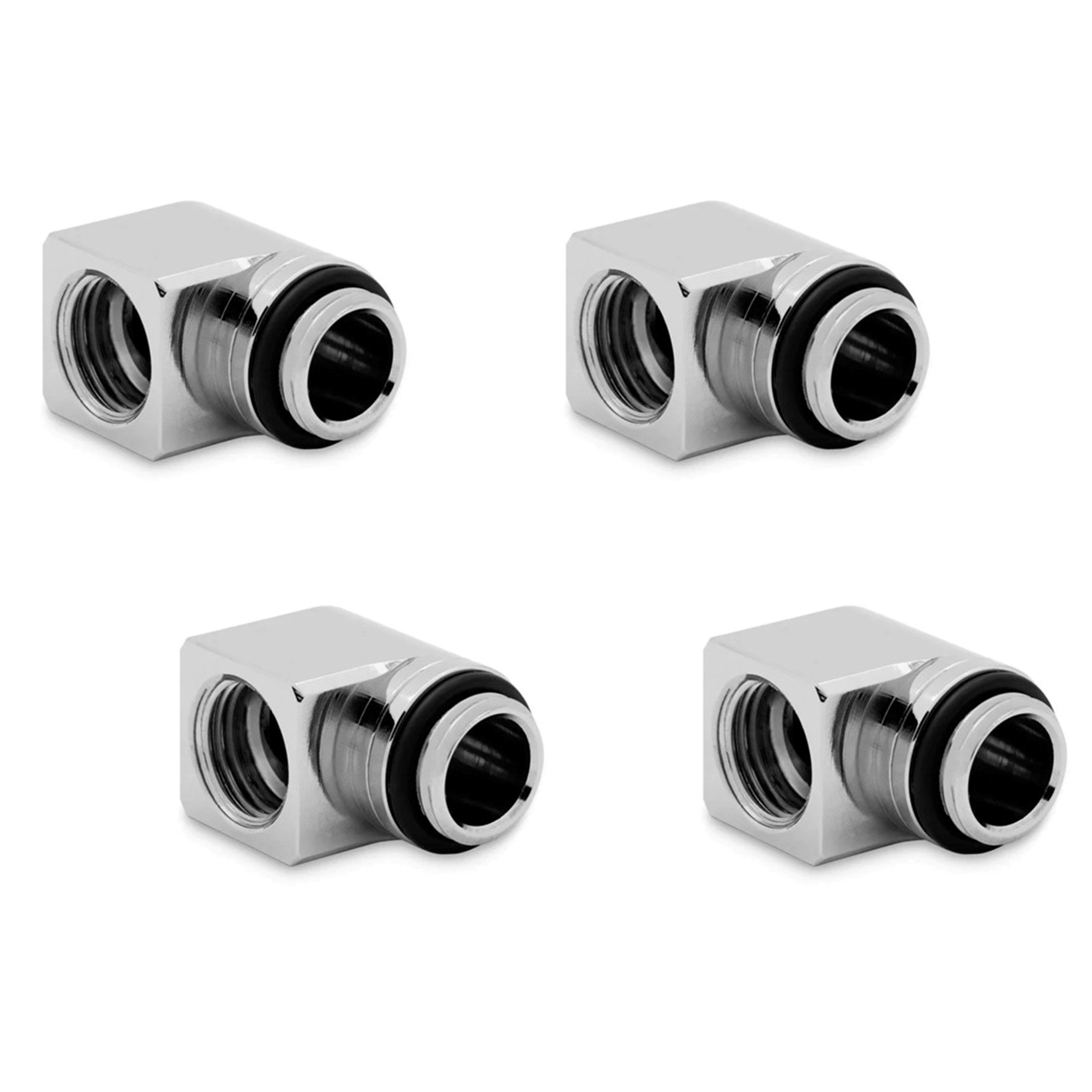 EKWB EK-Quantum Torque Micro Rotary 90 Degree Angled Fitting, Nickel, 4-pack