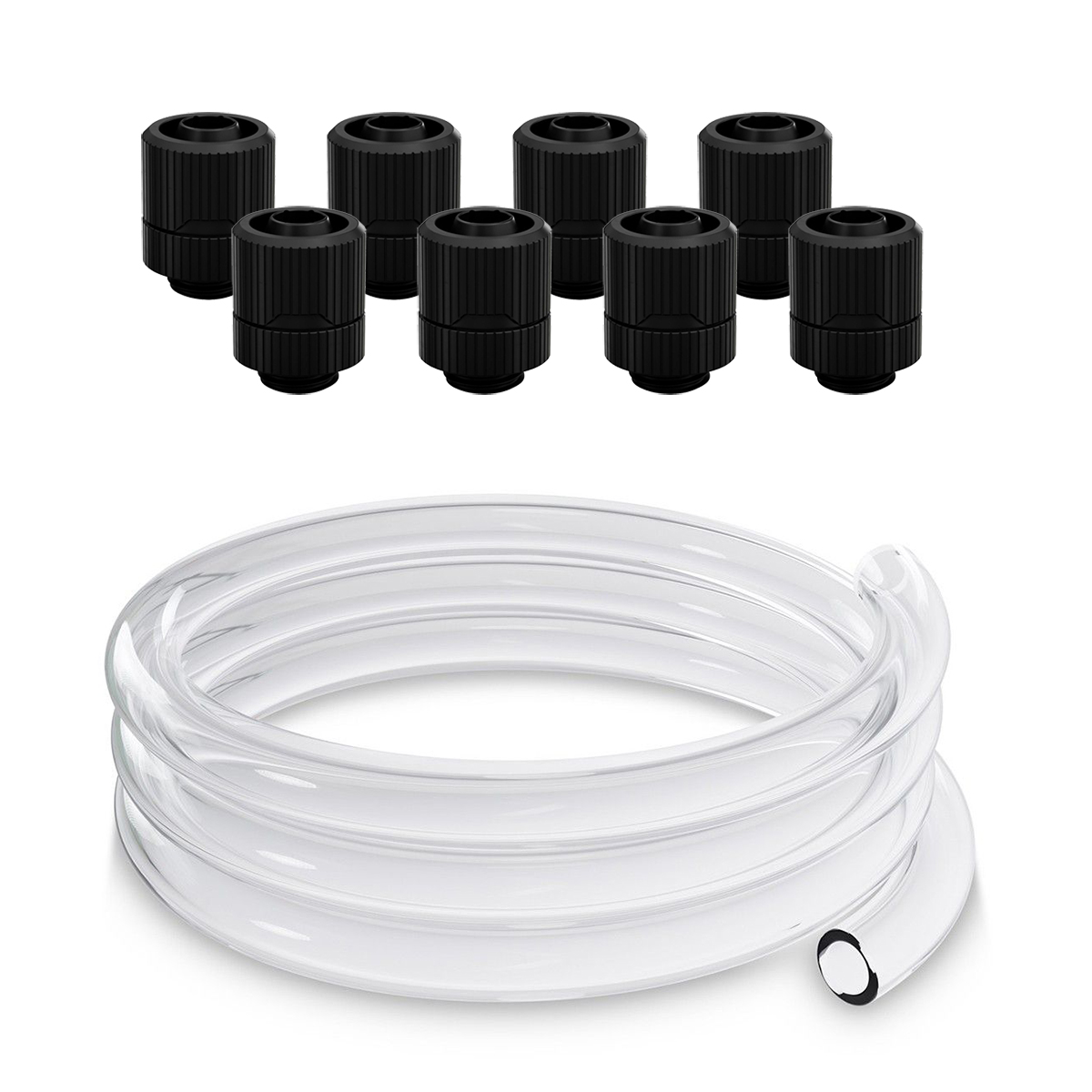 EKWB Torque Rotary STC-10/16 Fittings (8pk) and EK-Loop Soft Tube (3 Meters)