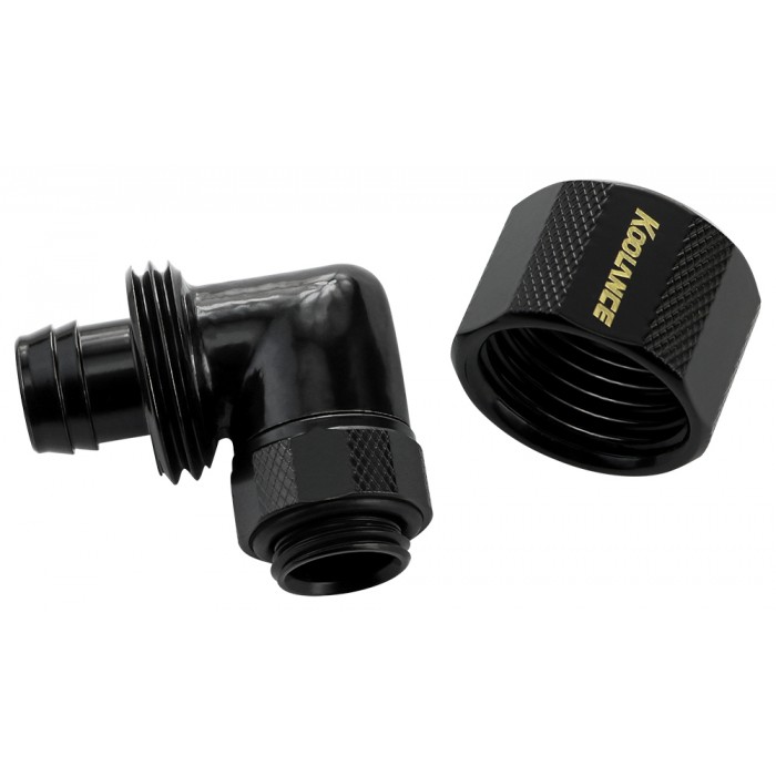 Koolance Rotary Elbow Compression Fitting for 10mm x 16mm (3/8in x 5/8in), Black - Picture 2 of 2