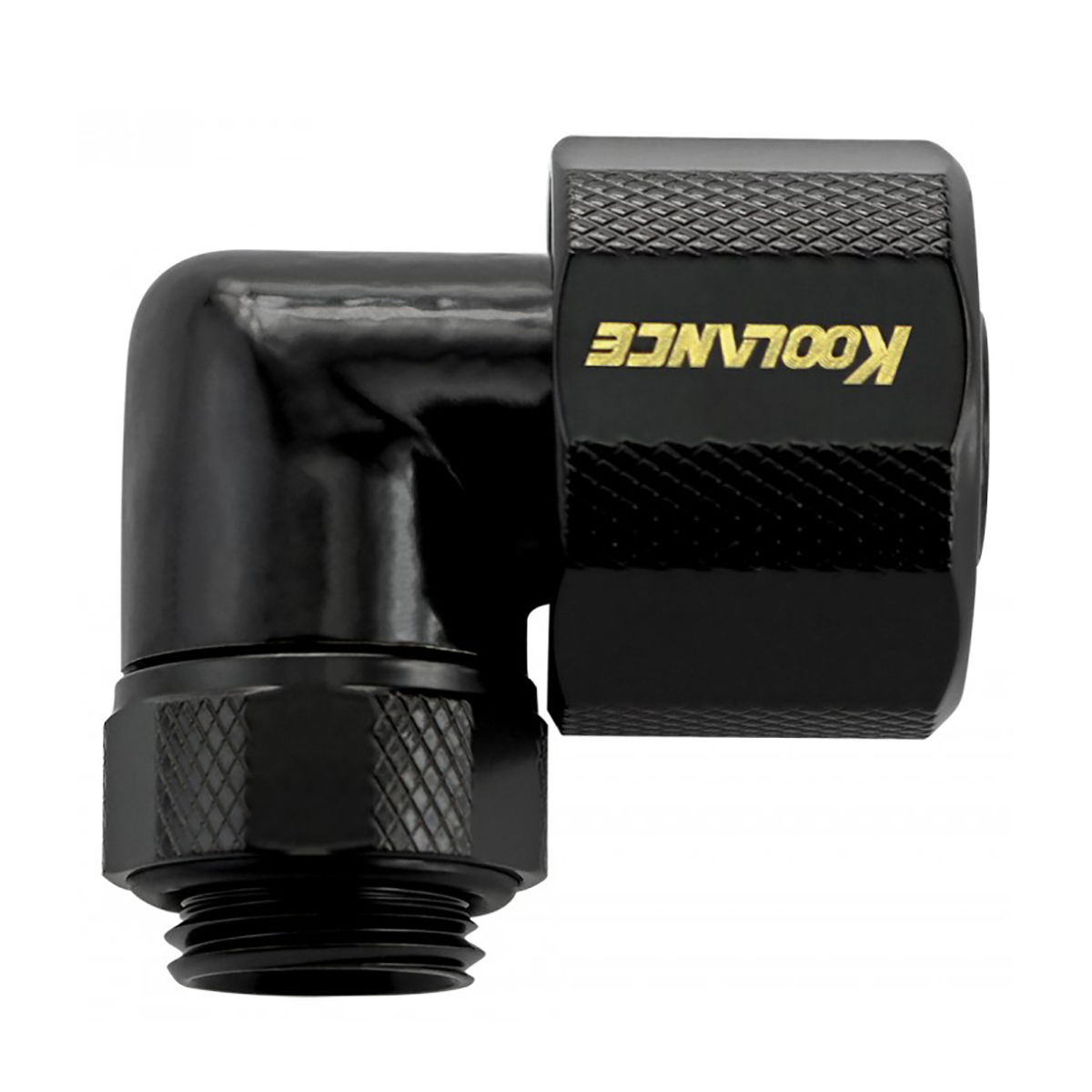 Koolance Rotary Elbow Compression Fitting for 10mm x 16mm (3/8in x 5/8in), Black - Picture 1 of 2