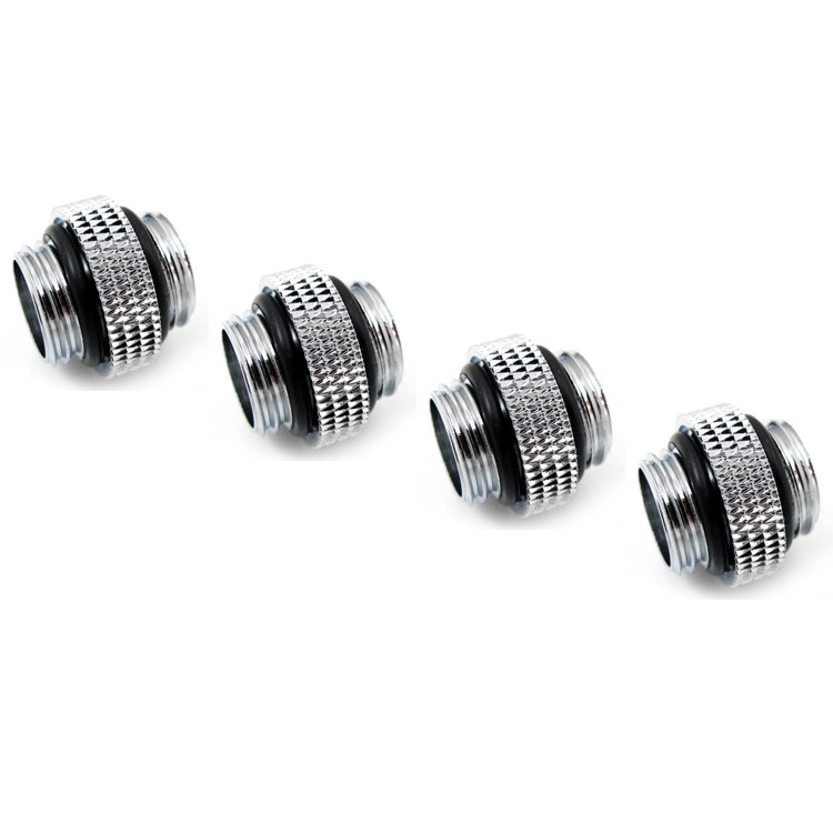 XSPC G1/4" 5mm Male to Male Fitting, Chrome, 4-pack - Picture 1 of 4