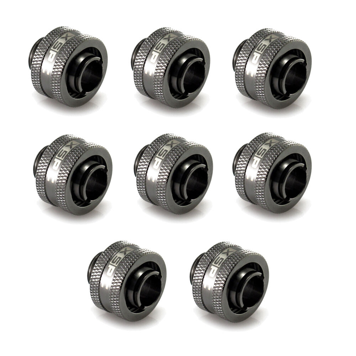 XSPC G1/4" 7/16" ID, 5/8" OD Fitting V2, Black Chrome, 8pk