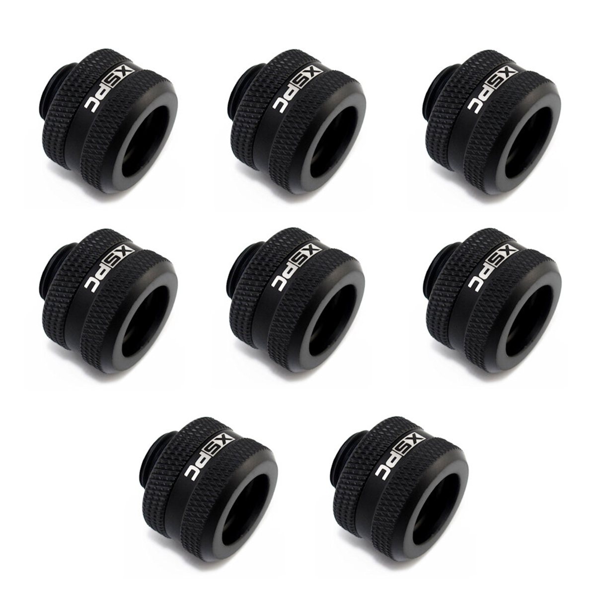 XSPC G1/4" à 10 mm ID, 14 mm OD raccord de tube rigide, noir mat, pack de 8 - Photo 1/7