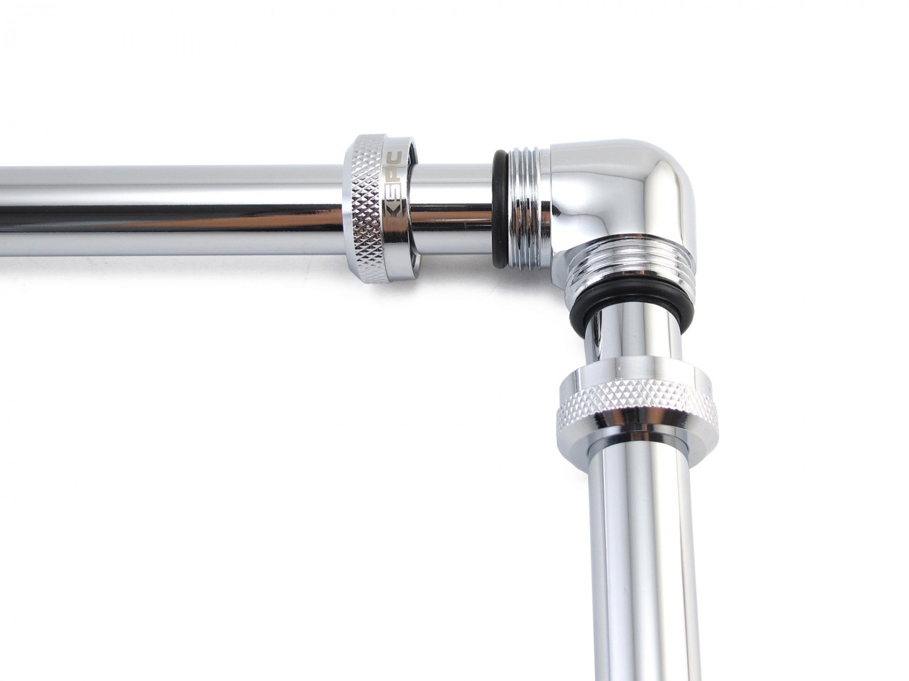 XSPC 10mm ID, 14mm OD Rigid Tubing 90 Degree Elbow Fitting, Chrome - Afbeelding 4 van 7