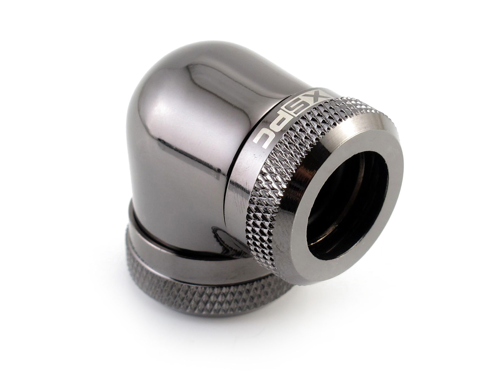 XSPC 10mm ID, 14mm OD Rigid Tubing 90 Degree Elbow Fitting, Black Chrome, 4-pack - Picture 2 of 7