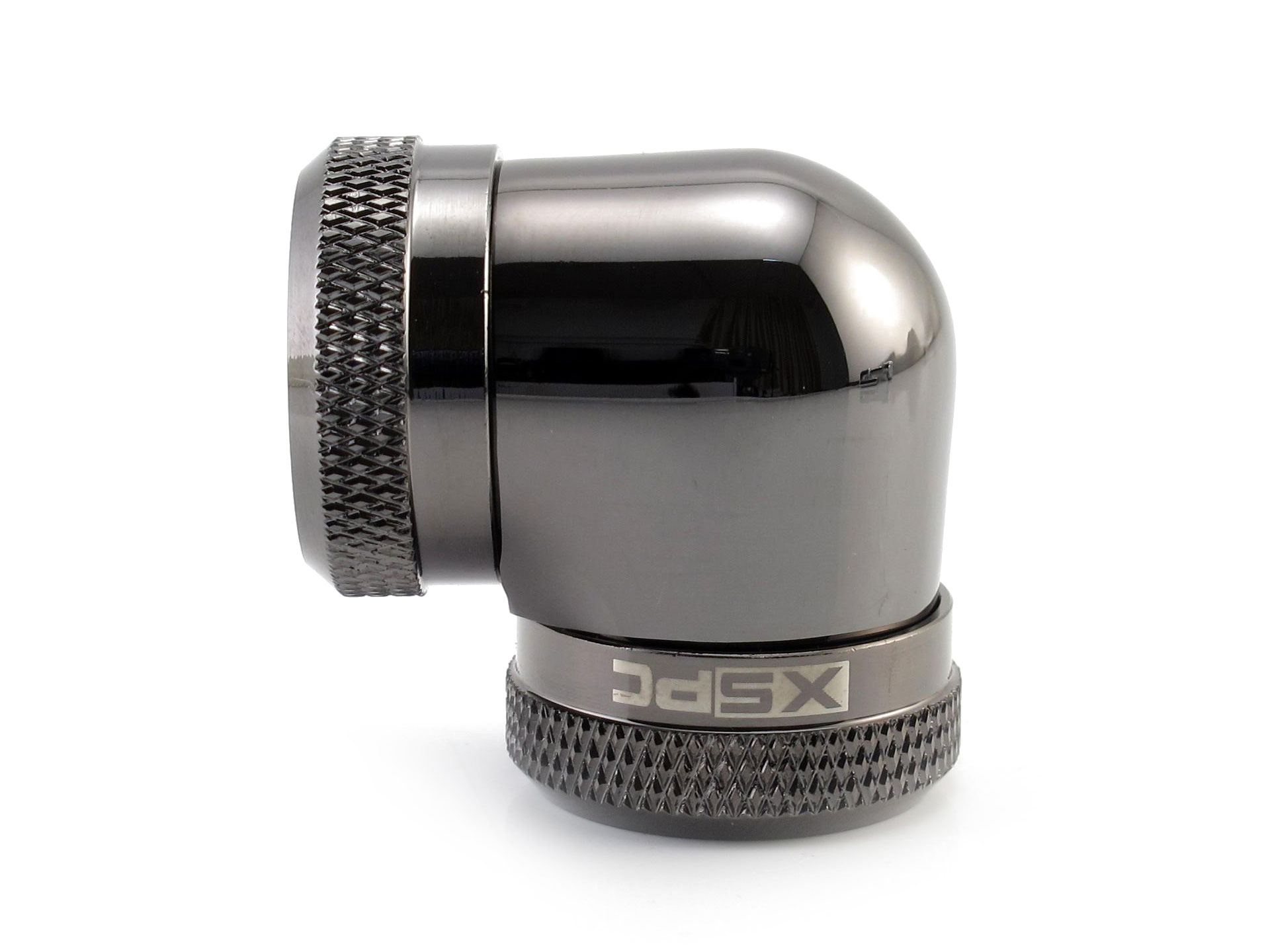 XSPC 10mm ID, 14mm OD Rigid Tubing 90 Degree Elbow Fitting, Black Chrome, 4-pack - Picture 3 of 7