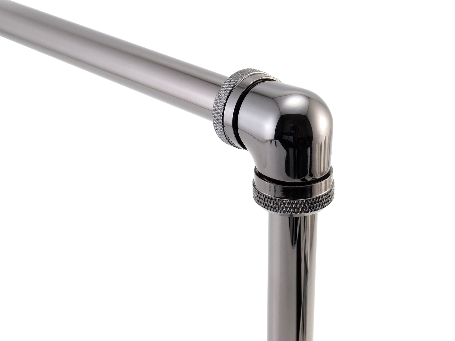XSPC 10mm ID, 14mm OD Rigid Tubing 90 Degree Elbow Fitting, Black Chrome, 4-pack - Picture 6 of 7