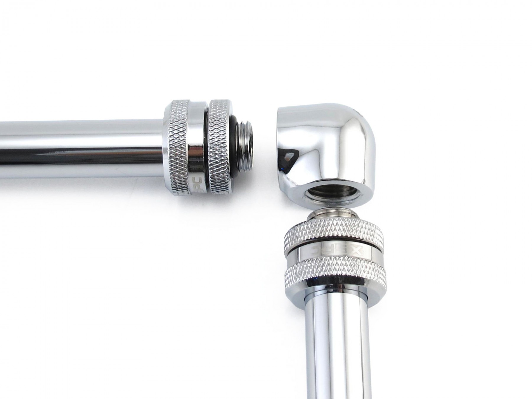 XSPC G1/4" Female to Female 90 Degree Elbow Fitting, Chrome, 4-pack - Afbeelding 5 van 7