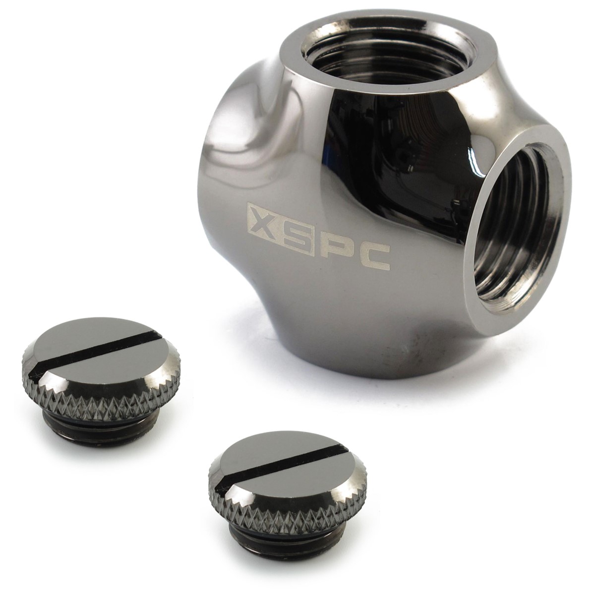 XSPC G1/4" InLine Expansion Fitting Kit, Black Chrome - Picture 1 of 3