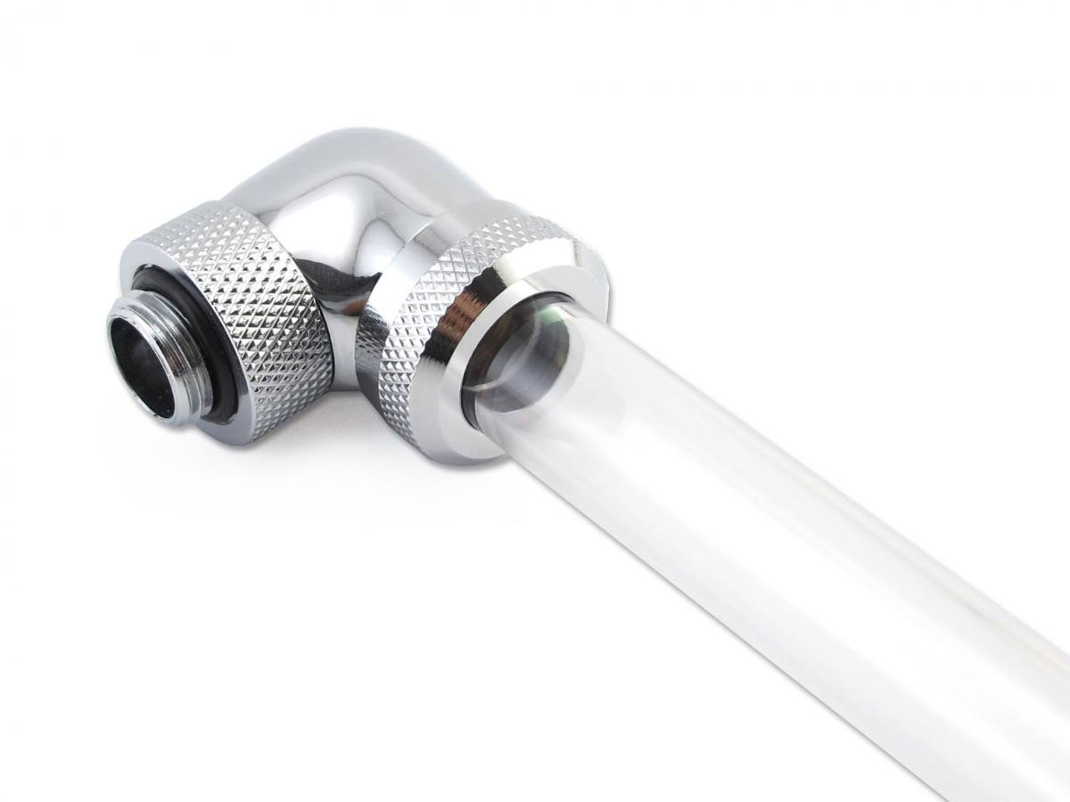 XSPC G1/4" bis 14 mm starre Schlauchverschraubung V2, 90 Grad drehbar, chrom, 2er Pack - Bild 7 von 7