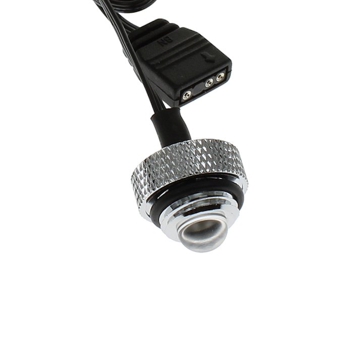 XSPC 5V 3Pin aRGB LED Blank G1/4" Plug, Chrome, 2-pack - Picture 2 of 3