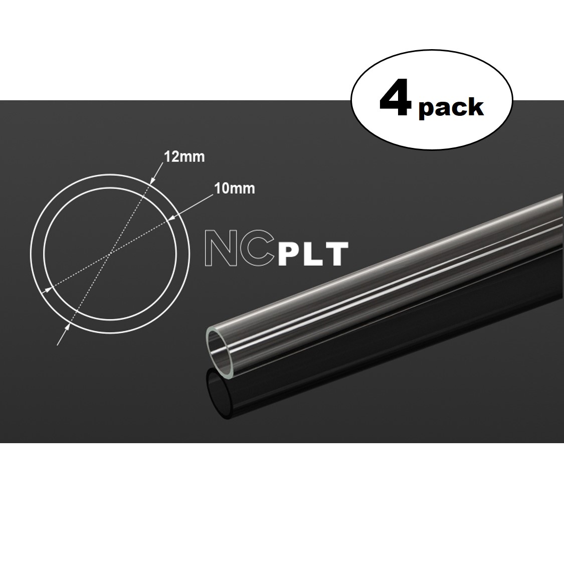 Bitspower None Chamfer PETG Link Tube, 12mm OD, 500mm, Clear, 4-pack - Afbeelding 2 van 2