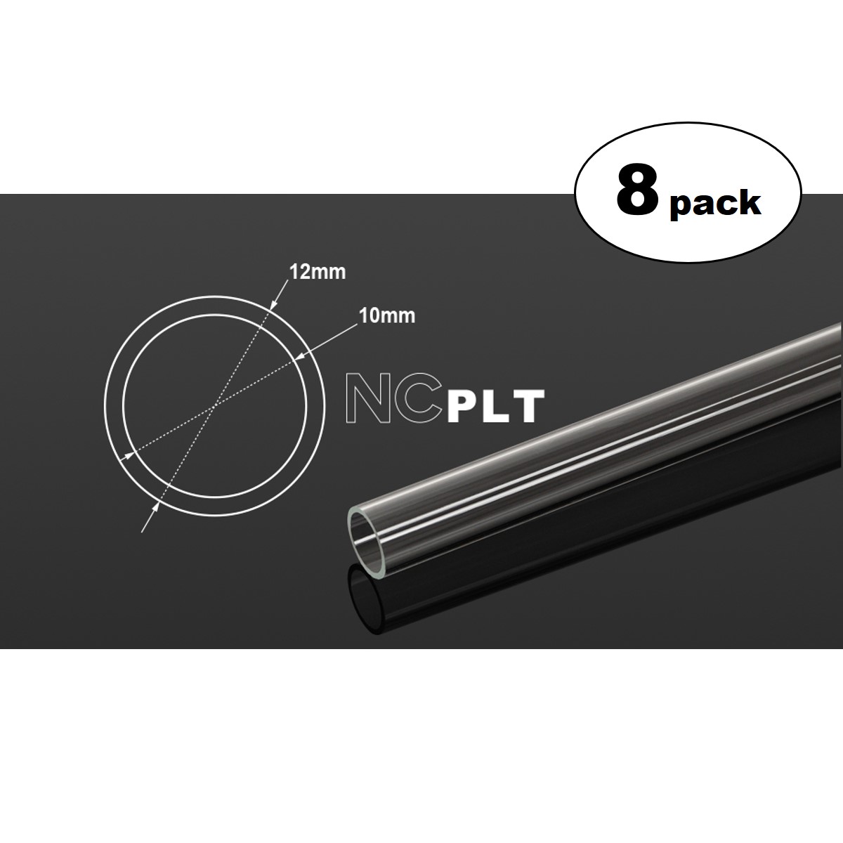 Bitspower None Chamfer PETG Link Tube, 12mm OD, 500mm, Clear, 8-pack - Afbeelding 2 van 2