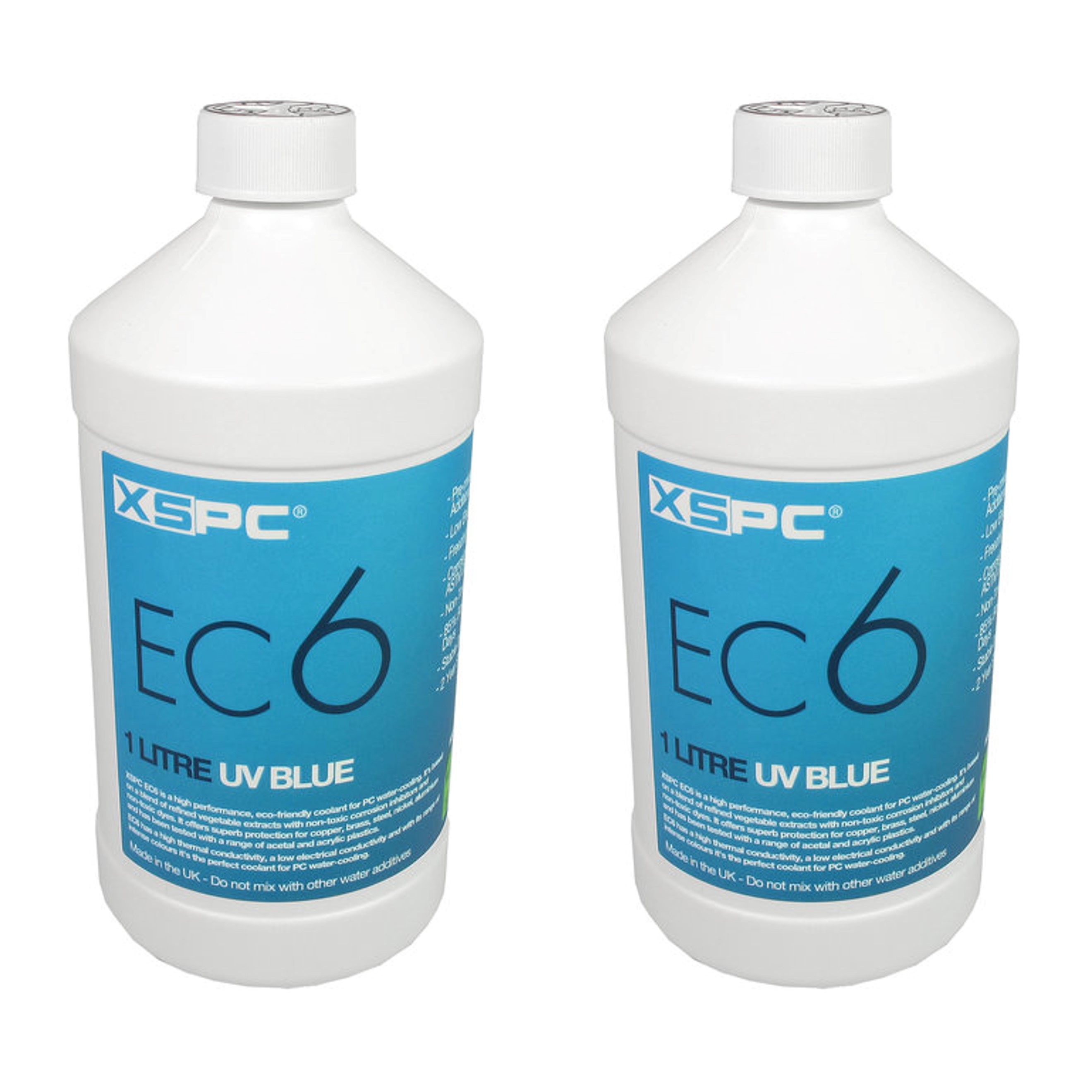XSPC EC6 High Performance Premix PC Coolant, Translucent, 1000 mL, Blue UV, 2pk - Picture 1 of 7