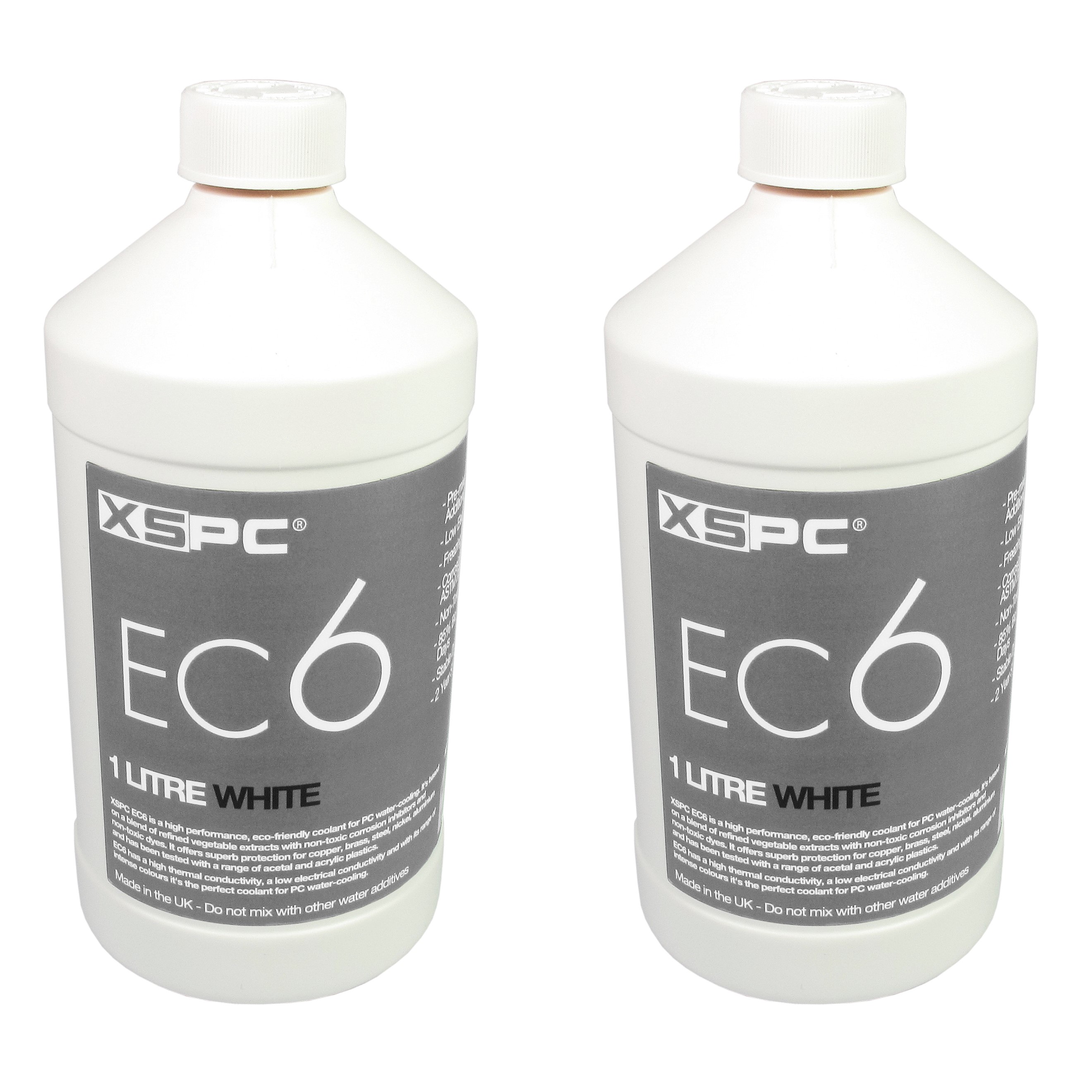 XSPC EC6 liquide de refroidissement PC Prémélange haute performance, opaque, 1000 ml, blanc, pack de 2 - Photo 1/5